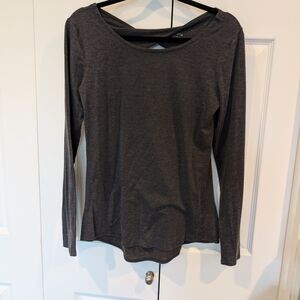 Athleta Dark Charcoal Long-Sleeve Scoop Neck Top